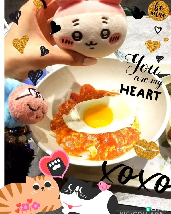 南記粉麵「襟撈早餐」撈蕃茄煎太陽蛋通心粉配鴛鴦♡u♡