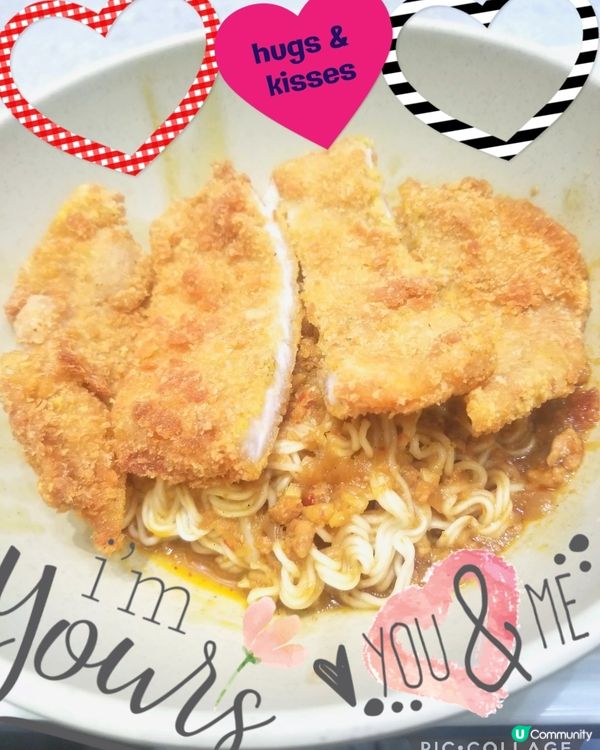 南記粉麵~「撈吉列豬扒混醬撈麵」配熱檸茶♡v♡