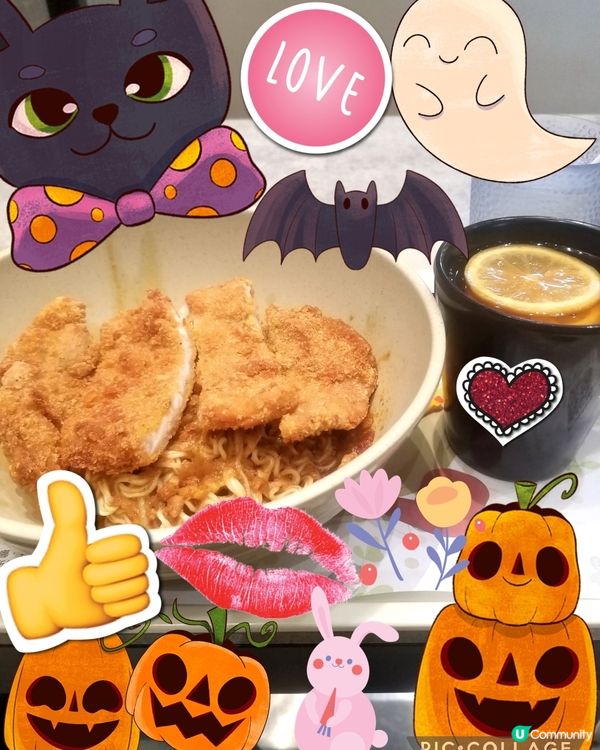 南記粉麵~「撈吉列豬扒混醬撈麵」配熱檸茶♡v♡