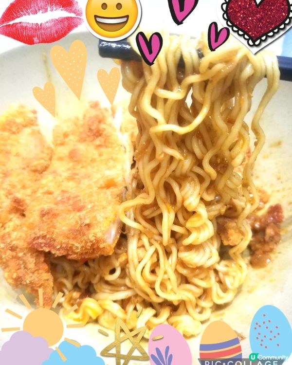 南記粉麵~「撈吉列豬扒混醬撈麵」配熱檸茶♡v♡