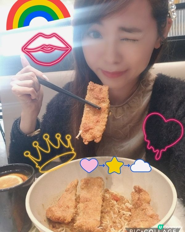 南記粉麵~「撈吉列豬扒混醬撈麵」配熱檸茶♡v♡