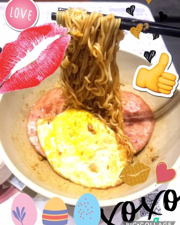 南記粉麵~「撈午餐肉熟煎雞蛋撈麵」配熱奶茶