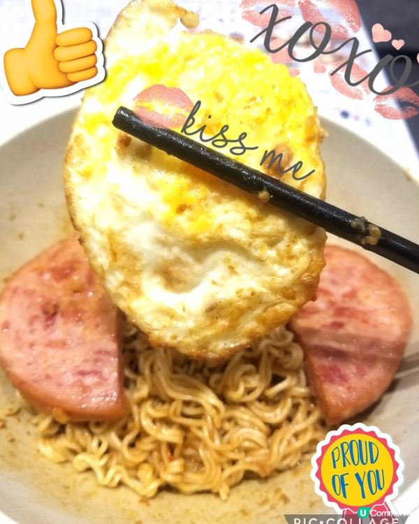 南記粉麵~「撈午餐肉熟煎雞蛋撈麵」配熱奶茶