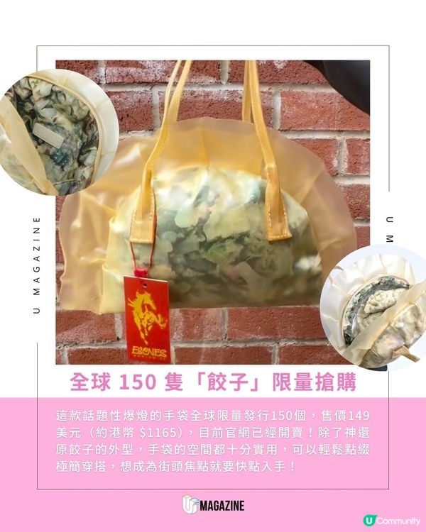 紐約潮牌巨型水餃手袋出爐｜ 透光麵皮感包身、連內襯都超似肉餡！                                    