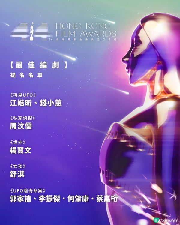 【影迷盛事🏆】U Community 社群 請您睇第44屆金像獎提名電影！