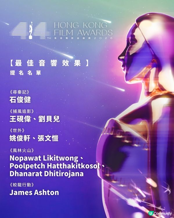 【影迷盛事🏆】U Community 社群 請您睇第44屆金像獎提名電影！
