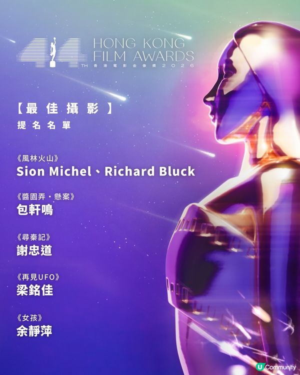 【影迷盛事🏆】U Community 社群 請您睇第44屆金像獎提名電影！