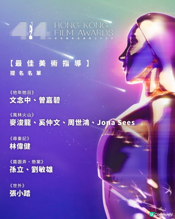【影迷盛事🏆】U Community 社群 請您睇第44屆金像獎提名電影！