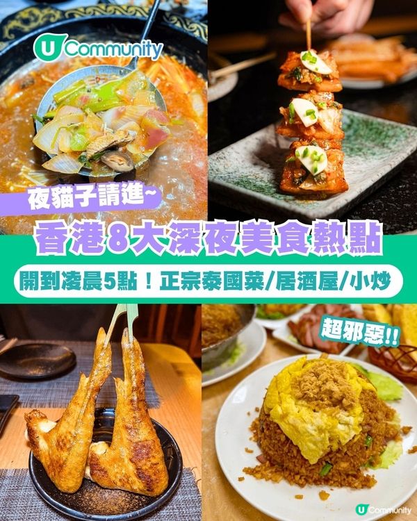 【宵夜好去處2026】香港8大深夜美食熱點🍢正宗泰國菜/居酒屋/小炒  開到凌晨5點！