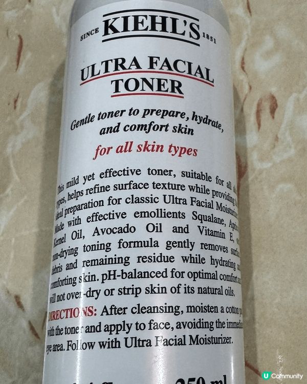 kiehls保濕爽膚水好適合秋冬天使用，保濕效果十分好，上妝...