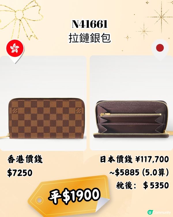 日本LV銀包超抵買！平超過3千! 10款港日價錢對比