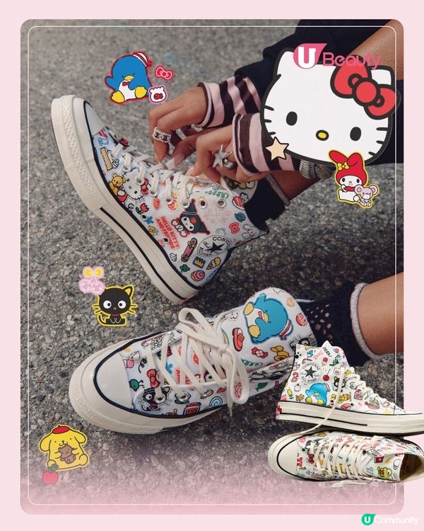 Converse x Hello Kitty夢幻聯名 必搶Swarovski水晶款 ！Sanrio 全員出動                                    