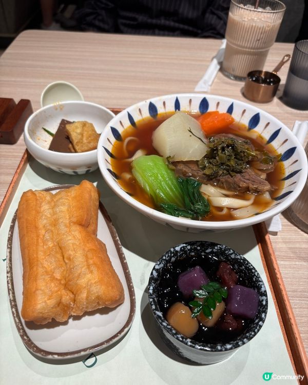 茶木$99超值牛肉麵套餐，有麵、有珍奶、還有驚喜甜點