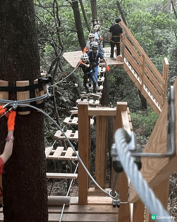 深圳光明虹橋公園環境清幽，先帶小朋友搖鈴許願，再去挑戰繩網飛...