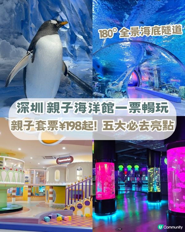 深圳親子海洋館¥198起一票暢玩！180° 全景海底隧道/ 美人魚表演
