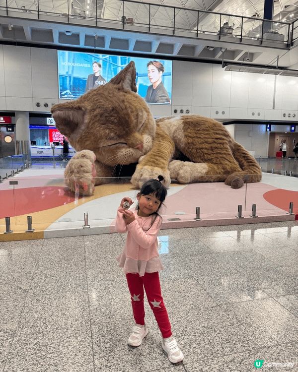去完旅行返嚟，梗係要同香港機場嘅巨型貓貓合照，真係好可愛，好...