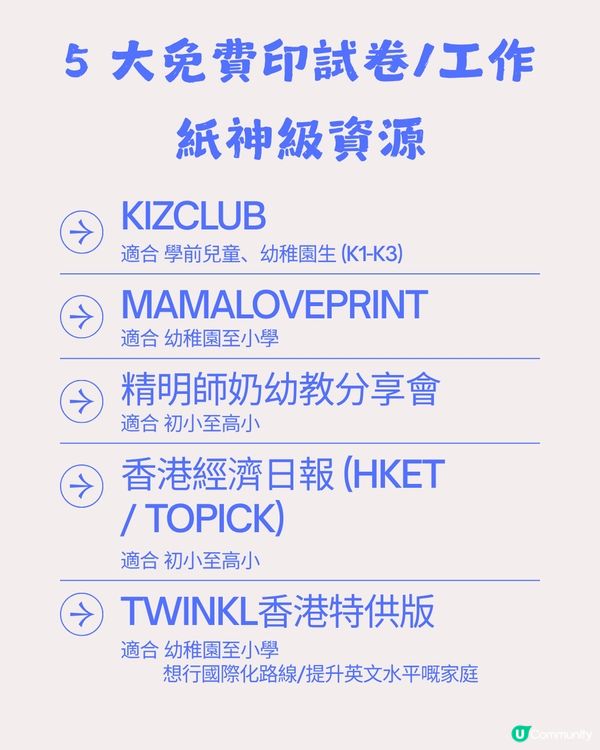 📥 【家長必Save】5 大免費印試卷/工作紙神級資源大公開 附連結📄✨
