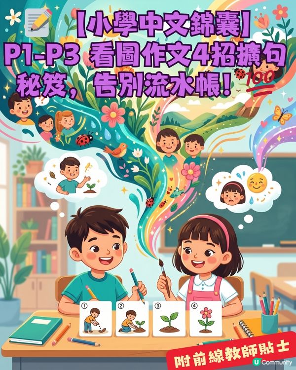 📝 【小一至小三中文錦囊】看圖作文4招擴句秘笈，告別流水帳！💯