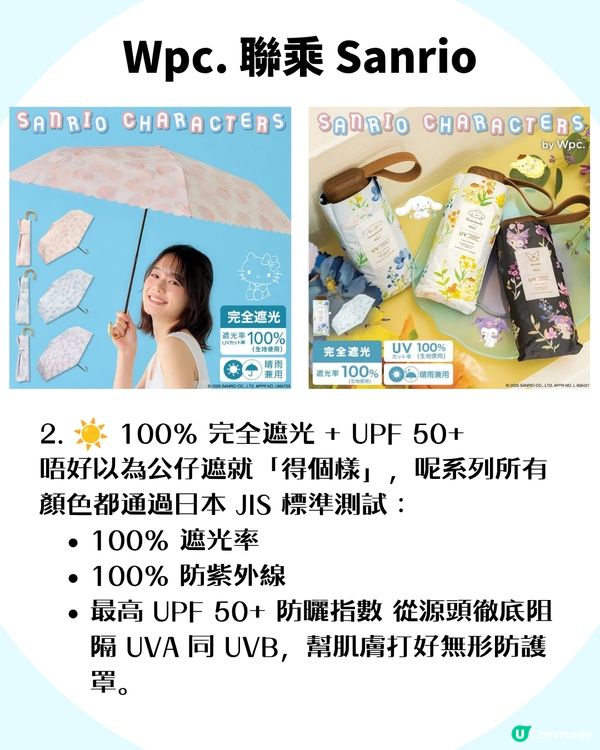 日牌Wpc.降溫縮骨遮爆紅！Sanrio款降溫升級至20.2°C！一開遮似行入冷氣房咁涼？