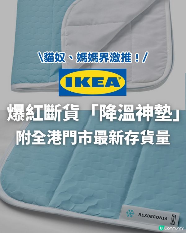 【夏日必備】IKEA $99.9「降溫神墊」全網爆紅斷貨！貓奴、媽媽界激推！附全港門市最新存貨量