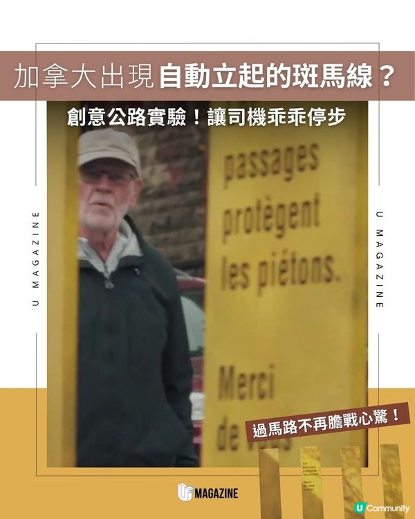 加拿大出現自動立起的斑馬線？創意公路實驗！讓司機乖乖停步                                                    