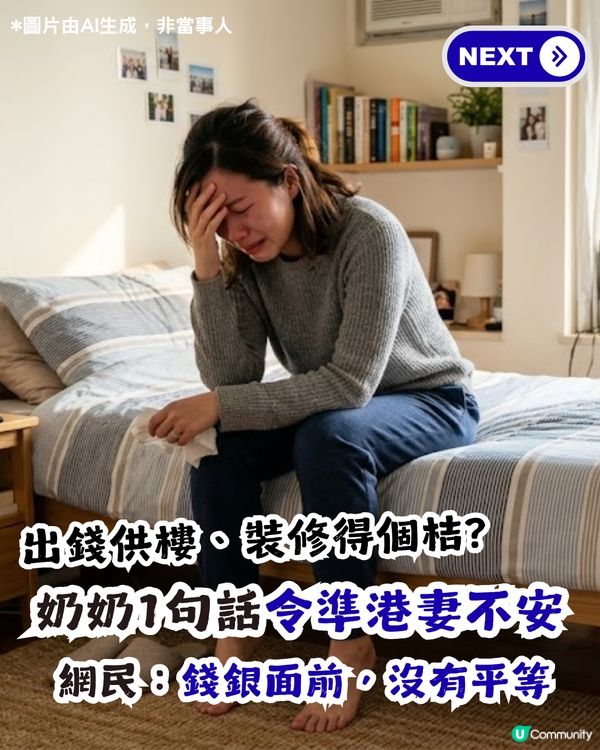 準人妻出錢供樓裝修卻無名無份？未來奶奶1條件先肯加名 網民：錢銀面前，沒有平等