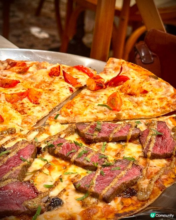 啓德「半牛半龍蝦」薄餅😍🍕