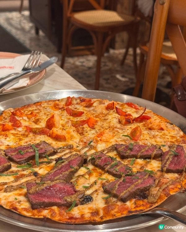 啓德「半牛半龍蝦」薄餅😍🍕