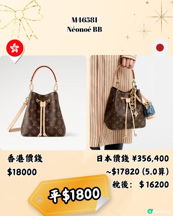 日本買LV袋平4千！10款港日價錢對比！日圓5算入手名牌超扺！                                                    