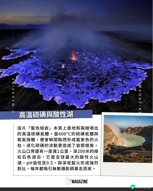 印尼火山神秘藍紫色火焰！高溫600°C、火焰高達5米！黑夜限定奇景