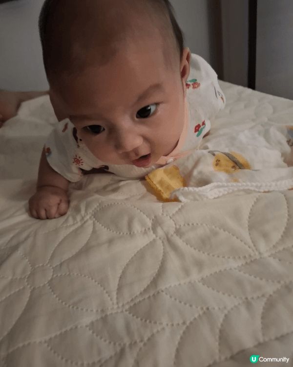我妹的小孩只有兩個月， 暫時在家玩樂。 