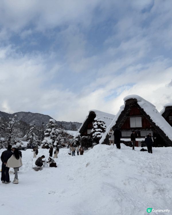 白川鄉合掌屋；冬天雪期打卡一流，不一定要晚上亮燈才好看，白天...