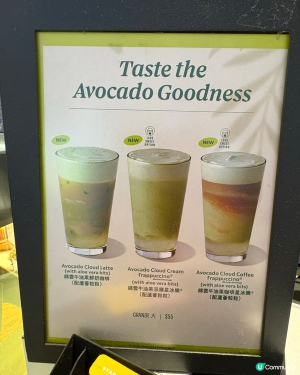 Starbucks ，買一送一牛油果鮮奶咖啡