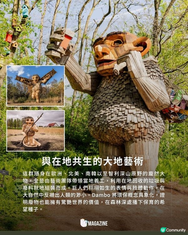 廢棄木材化身隱匿森林的溫柔巨人 ｜ 耗時超過12年/遍布各地多達170隻                                                    
