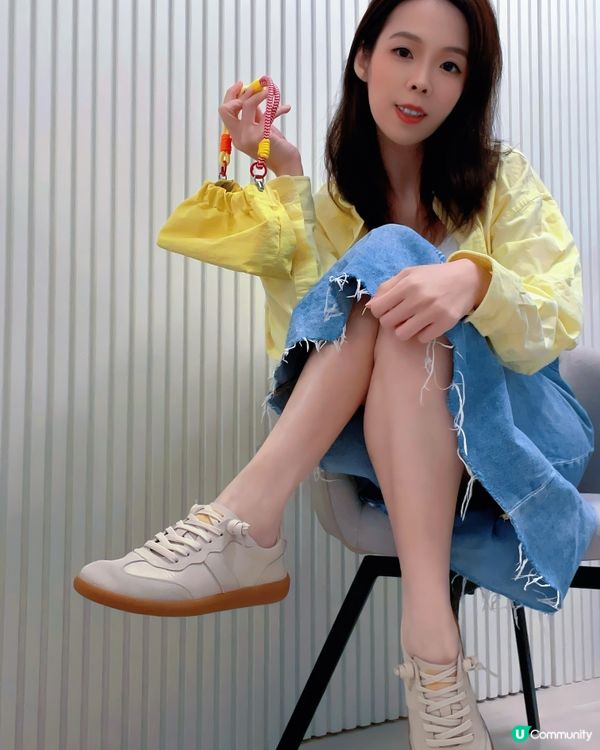 一雙奶油杏色顯瘦好搭！👟✨（附7天穿搭）