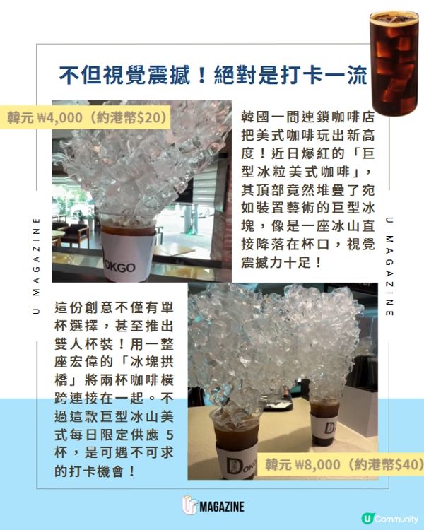 冰山蓋在咖啡上？韓國巨型冰山美式咖啡🧊☕