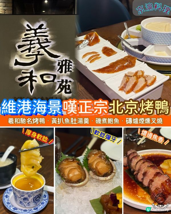 海港城片皮鴨名店．𝟐𝟕𝟎度維港海景嘆北京烤鴨