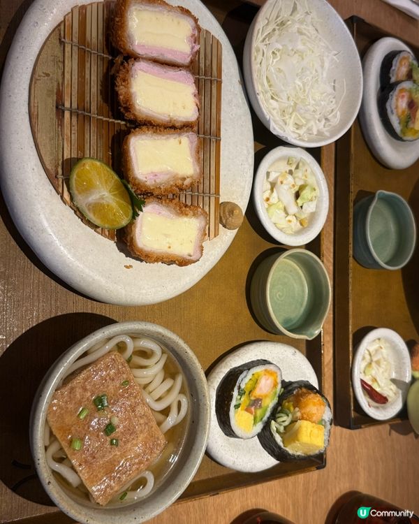 芝士豬扒套餐，豬扒蕎麥麵套餐