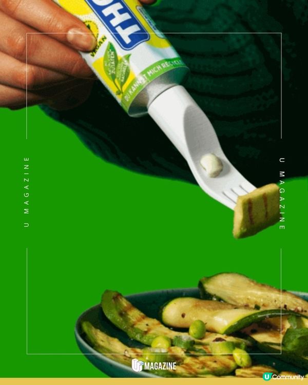懶人福音！將醬料蓋直接變成叉？一扭即用！邊擠邊食不髒手                                                    
