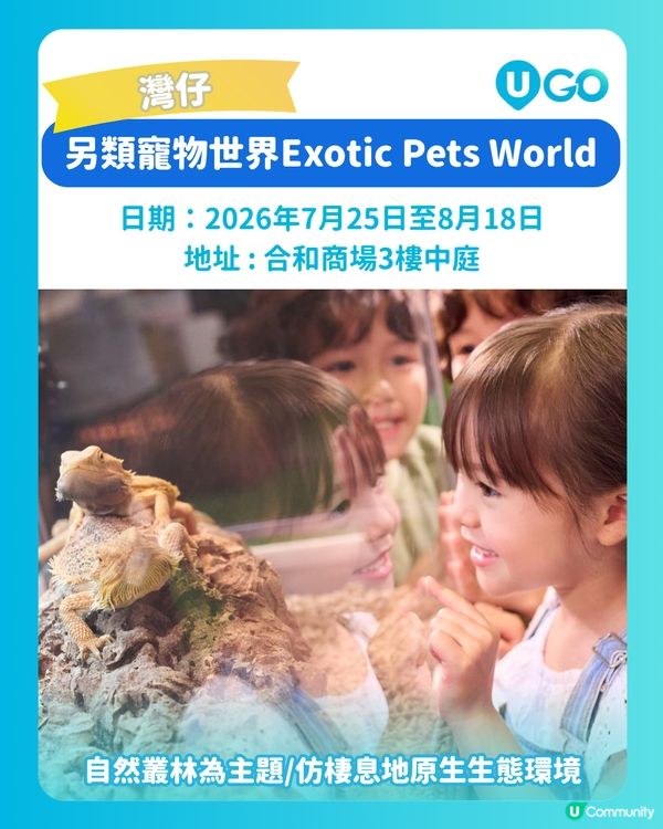 【暑假好去處2026】合和商場「另類寵物世界Exotic Pets World」🦎