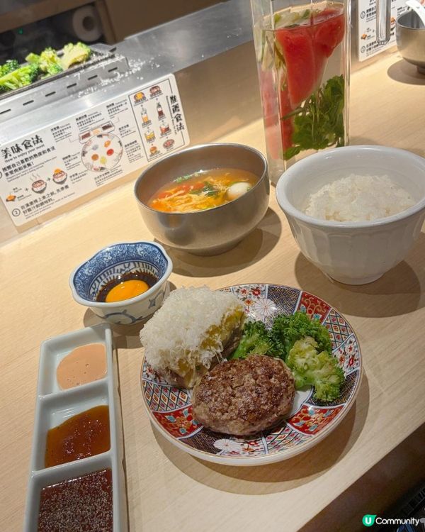 🔥視覺味覺雙重震撼🥩即場現烤「肉肉大米」漢堡排 🥢