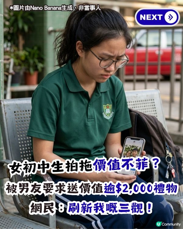 港女初中生被高中男友要求送逾$2,000禮物！苦惱送唔送好！網民：刷新我嘅三觀！