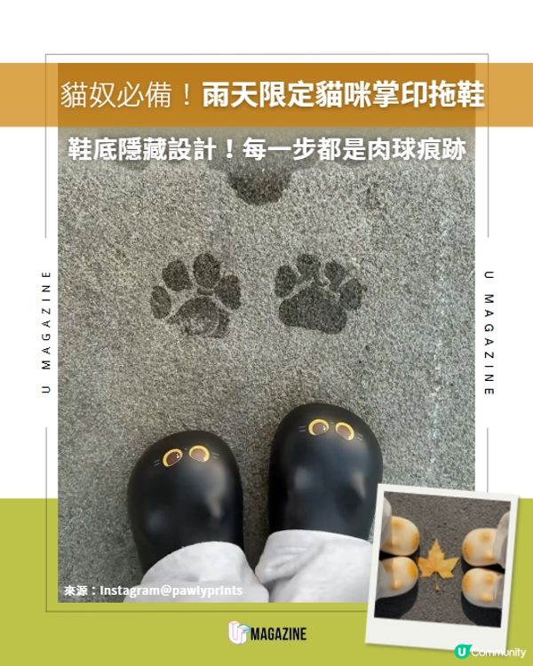 貓奴必備拖鞋隱藏設計！地面上留下一個個「貓咪肉球掌印」🐈🐈‍⬛🐾