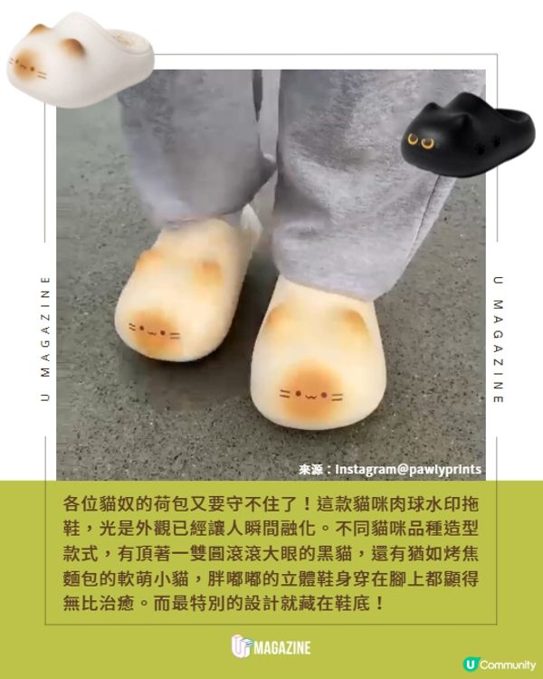 貓奴必備拖鞋隱藏設計！地面上留下一個個「貓咪肉球掌印」🐈🐈‍⬛🐾