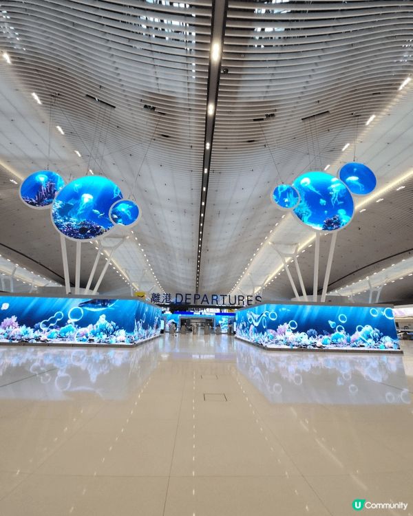 香港國際機場2號客運大樓，海洋立體動畫設計新穎，新客運大樓耳...