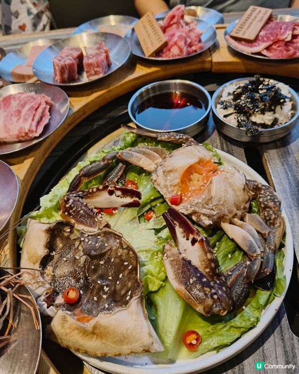 韓燒放題加一蚊食爆膏醬油蟹，仲送牛扒及蛋糕