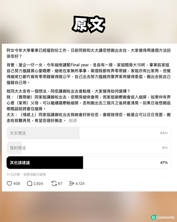 【網上熱話】港女畢業即搬走！爸爸一句「交家用先可留細房」惹全網怒轟：偏心到X街，根本逼走個女！                                                    