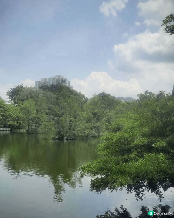 北區公園採用清代揚州式亭台樓閣的園景建築設計，中央部分是一個...