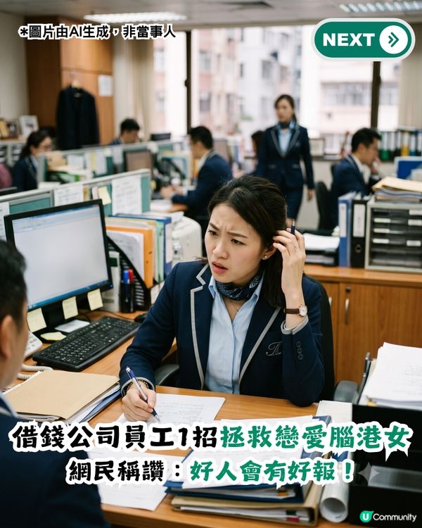 借錢公司員工用1招拯救戀愛腦港女！獲盡網民稱讚：好人會有好報！