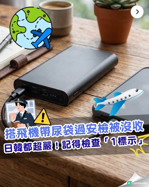 旅遊注意｜搭飛機帶尿袋標明mAh都會被沒收😱出發前切記檢查「1標示」🚨